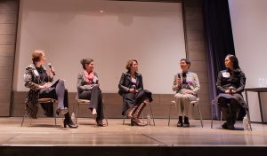 Shown (from left) are: Jennifer Murphy, STV; Amy Beckman, HOK; Susanne Milne, 1100 Architects; Beth Greenberg, Dattner Architects; and Juhee Lee-Hartford, River Architects.