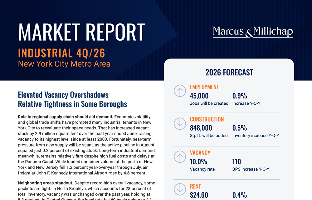 Marcus & Millichap releases fourth-quarter 2026 NYC industrial market report