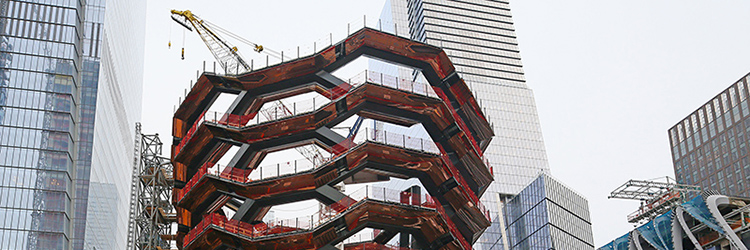 Related Companies tops out Vessel: A 150-ft. climbing structure; Designed by Heatherwick Studio; Fabricated by Cimolai