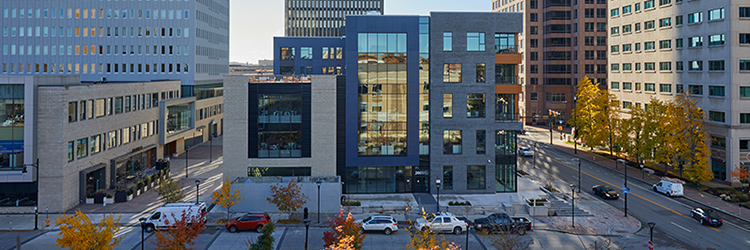 Bergmann, with Buckingham Properties and LeFrois Builders celebrate AIA Rochester award for 260 E. Broad St., Rochester