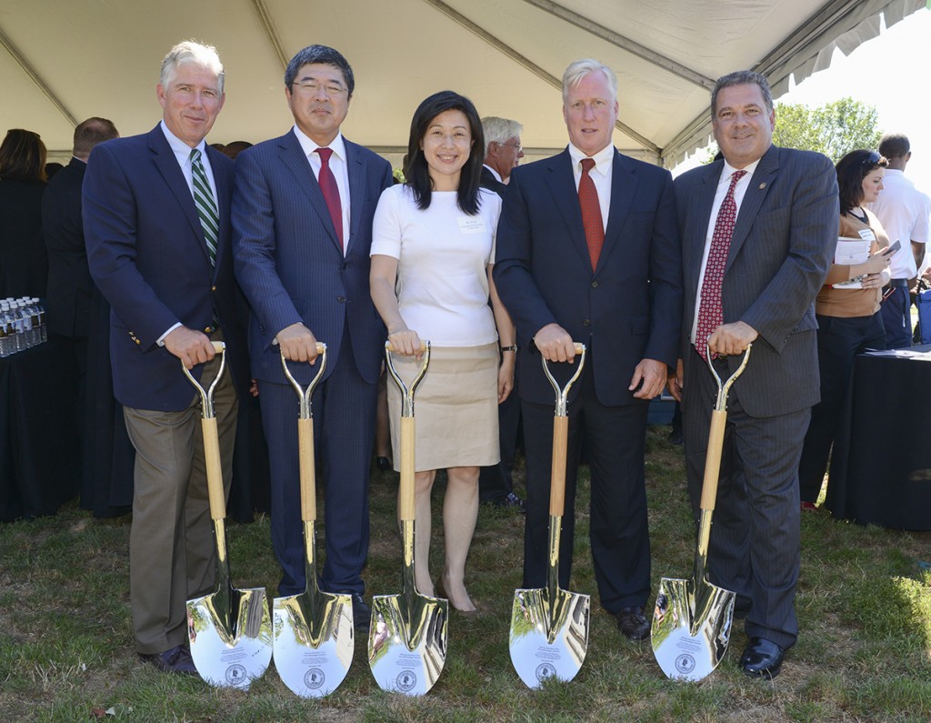 Shown (from left) are: Arthur Collins, Collins Enterprises; Ning Yuan,  Strategic Capital; Yi Lui, consulate general of China; Dwight Collins, Collins Enterprises and Yonkers mayor Mike Spano.