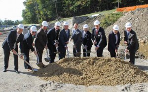 Shown (from left) are: Michael Klinger, Saber Dobbs Ferry; William Mooney, director of the Office of Economic Development for Westchester County; Douglas Smolev, Dobbs Ferry Capital Partners; Deputy County Executive Kevin Plunkett; Martin Berger, Saber Dobbs Ferry; Westchester County Executive Rob Astorino; Corey Rabin, Dobbs Ferry Capital Partners; Mayor Hartley Connett; Edward Plotkin, former chairman, Dobbs Ferry Planning Board; Christopher Lynch, Dobbs Ferry Capital Partners.