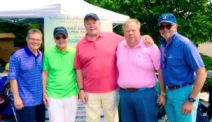 Shown (from left) are: Thomas Capobianco, Joseph Sano, Father Francis Gasparik, Gregory Burke and James Phillips.