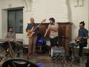 Shown (from left) are: Albert Marques, the band leader, piano, composer, Albert Miranda on bass, Gianni Gagliardi Dell Agnolo on saxaphone and Alejandro Enriquez on drums. 