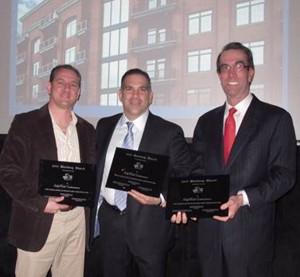 Shown (from left) are: Christopher Papa, Thomas DeVito and QBBA president, Peter Florey
