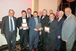 Shown (from left) are: NYS assembly member David Weprin; Citnalta project manager Phil Milo and VP Matthew Blitch; Ciardullo project manager Vincent Gulotta; Citnalta partner Larry Sitbon; Building Awards committee member Vincent Petraro, Esq.; Citnalta superintendent Kevin Bishop; Ciardullo architect George Varthalamis, AIA; and Queens Chamber of Commerce president Albert Pennisi and executive director Thomas Grech.