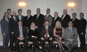 Shown standing (from left) are: past-president Tony Lifrieri, past-president John Barnes, immediate past-president Ian Ceppos, Lapham, Senecal, Lomurno, Paktinat, Bassett, Finnegan, past-president Mario Tarantino, and past-president David Friedman. Show seated (from left) are: Miller, Molloy, Tangredi, Curtis, and Berk. 