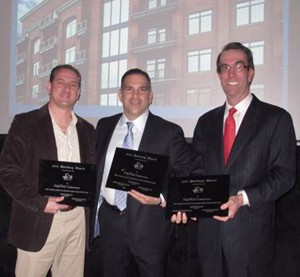 Shown (from left) are: Papa, DeVito and QBBA president, Peter Florey.