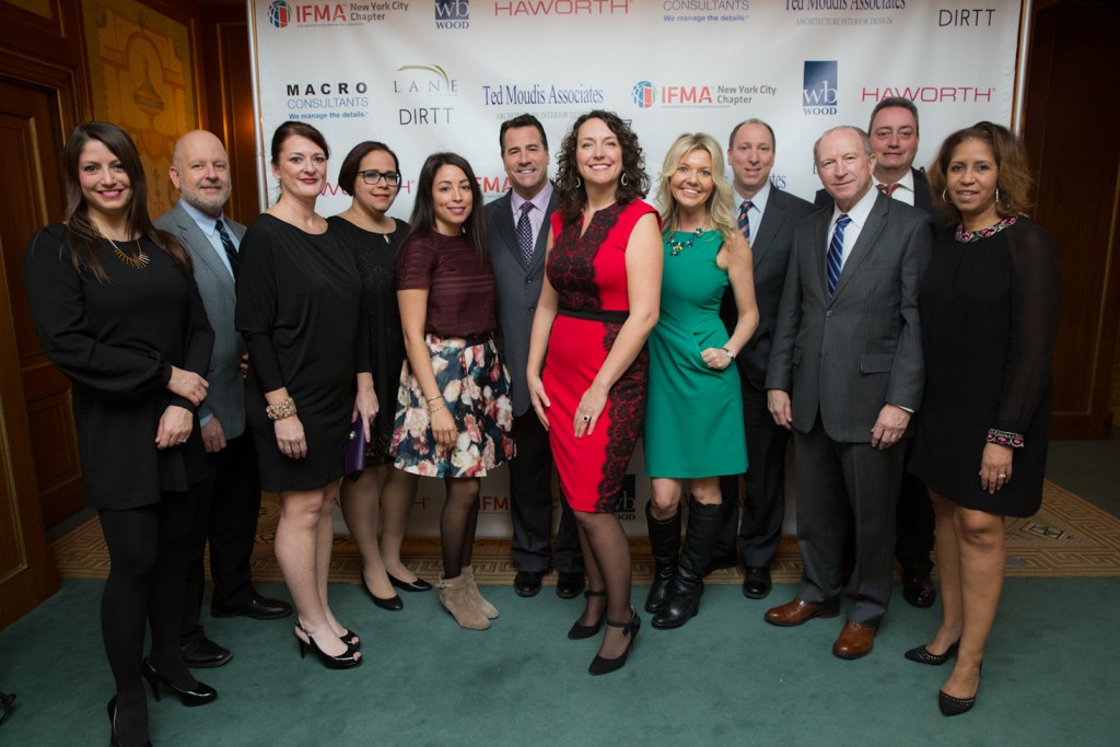 Shown (from left) are: Jill Daniele, Milrose Consultants; Andrew Weinberg, Simpson Gumpertz & Heger; Alexandra Goggin, Century Group; Alexandra Liz, Duff & Phelps, LLC; Laura Colon, Turner Interiors; Matthew Poveromo, Waldner’s Business Environments; Christine Chavez, Knoll, Inc.; Sonya Verny, BDO; Jason Bergen, Macro Consultants; Tom Daniels, Eagle Transfer Corporation; Peter Lorenz, Kaye Scholer LLP; Stephanie Bigelow, Young & Rubicam.