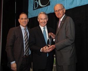 Shown (from left) are: New York Building Congress chairman Richard Cavallaro; Bill Mulrow, secretary to gov. Andrew Cuomo; and New York Building Congress president Richard Anderson.