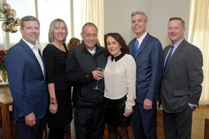 Shown (from left) are: Paul and Nancy Kennedy, residents and exclusive sales agents for the condominium tower; resident Stanley Vickers; Marge Schneider, vice president of the condominium sponsor; White Plains mayor Thomas Roach and Westchester County director of the Office of Economic Development William Mooney III. 