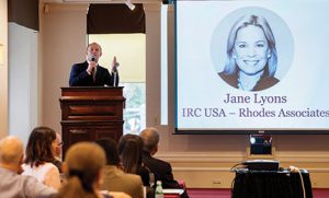 Taken at the IRC Global Executive Search Partners Annual Global Conference last year. President, Patrick Westerburger introducing Jane Lyons, managing partner of Rhodes Associates, as the new Americas regional head of IRC Global Executive Search Partners.