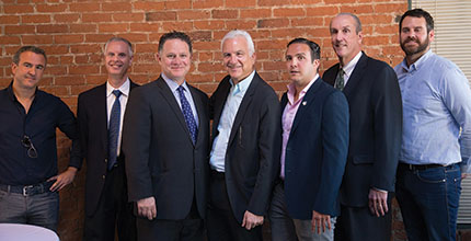 Shown (from left) are: Josh Caspi, principal, Caspi Dev.; Chris Genovese, general manager, Sanborn Map Co., Inc.; mayor Michael Volpe,Pelham; Steven Caspi, president, Caspi Dev.; Andrew Caspi, project manager, Caspi Dev.; Kevin Plunkett, deputy county executive of Westchester County; Timothy Shopa, project manager, Caspi Dev.
