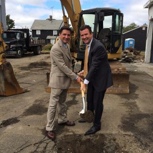 Shown (from left) are: Anthony Bartone and Dan Deegan at the Cornerstone groundbreaking.