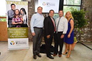 Shown (from left) are: Joseph Cotter, National Resources; mayor Mike Spano; Guy Leibler, Simone Healthcare Development;  and commissioner of planning and development Wilson Kimball.