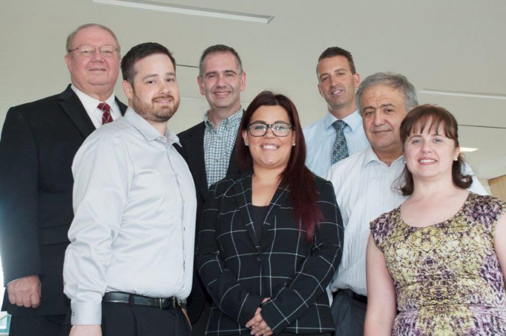 Shown (from left) are: Vic Goepfert, IFMA president; Paul Colletti, scholarship recipient; Richard Neuman, IFMA executive VP; Jennifer Hermann-Carballeira, IFMA treasurer; Robert Lorefice, scholarship recipient; Serdar Elgun, SUNY Farmingdale; and Dawn Grzan, SUNY Farmingdale.