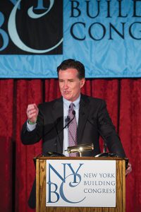 New York State senate temporary president and majority leader John Flanagan speaks at NY Building Congress Construction Industry Breakfast Forum