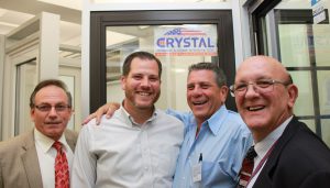 Shown (from left) are: Vincent Grieco of Crystal Window & Door Systems, Ross Adler President of Adler Windows, Gary Adler Founder/CEO of Adler Windows, and Jim Bogeatjes of Crystal Windows.