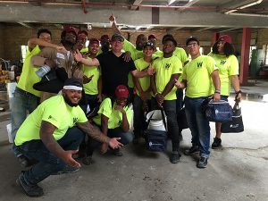 Students pose with  Cathedral Stone Products' technical advisor.