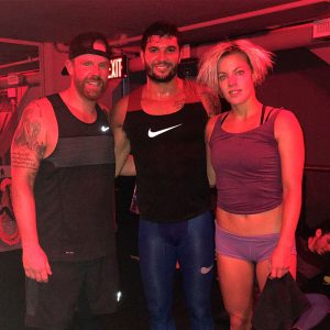 Siano, left, joined Mahlum, right, and Brian Mazza, president of Paige Hospitality Group, for an early morning workout at Tone House New York—said to be the hardest workout in New York— before visiting possible Manhattan locations for [Solidcore].