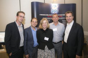 Shown (from left) are: Dan Horan, service manager, Power Performance Industries; Salvatore Indiviglia, sales representative, Power Performance Industries; Margaret Collins, director of membership and advertising, Building & Realty Institute; Bill Demersky, inside service manager, Power Performance Industries; and John Santacroce, president, Power Performance Industries.
