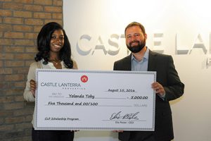2016 scholarship recipient Yolanda Toby and Castle Lanterra CEO Elie Rieder